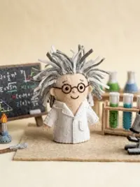Professor Wiggleton toe puppet in a scholarly scene