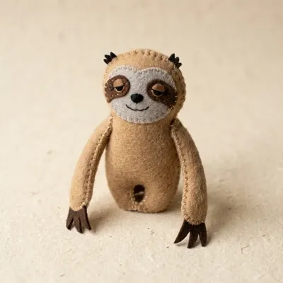 Sleepy Sloth toe puppet front view