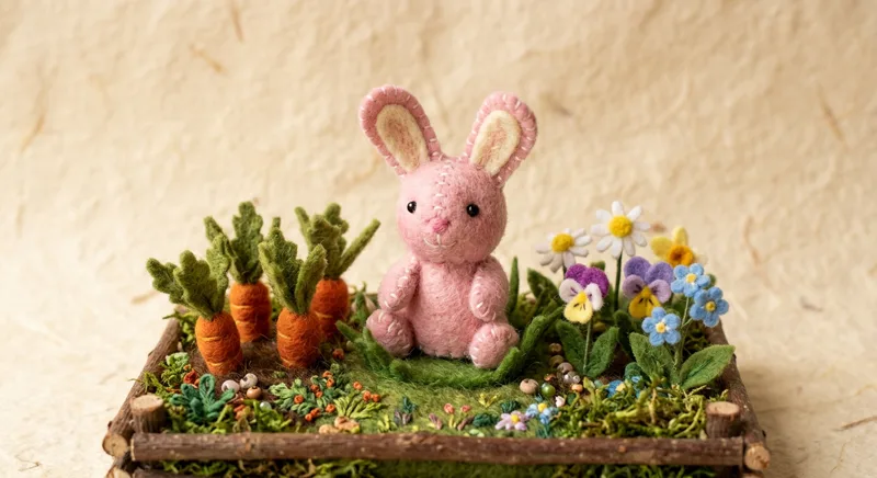 Bubbly Bunny toe puppet in scene