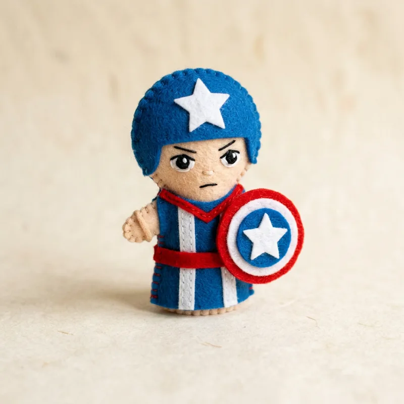 Captain Toe-merica toe puppet front view