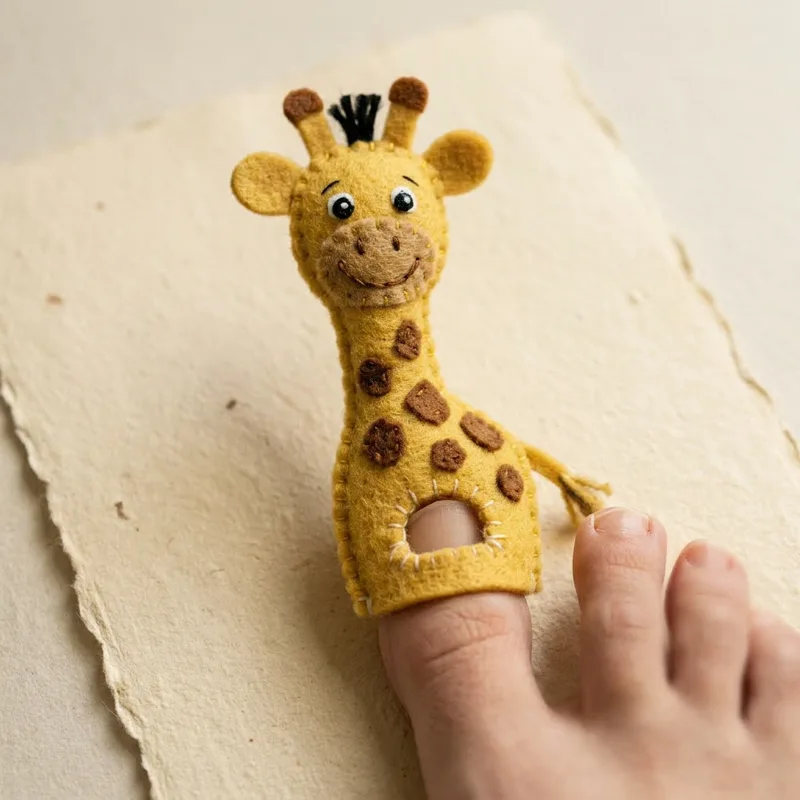 Giggly Giraffe toe puppet on a toe