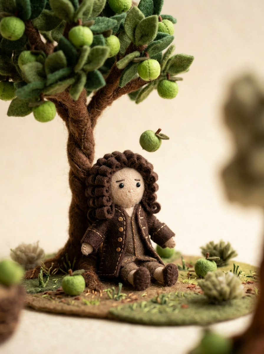 Newton's Toe puppet in a gravity-themed scene