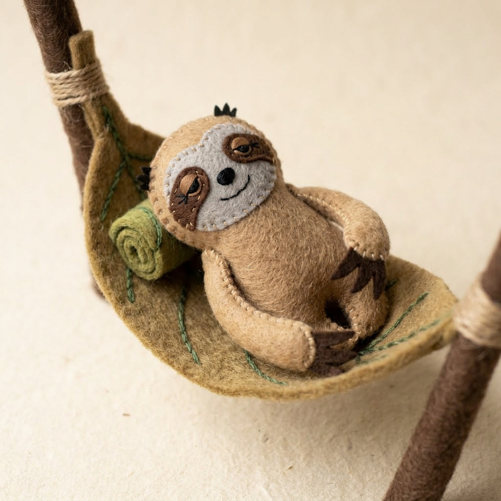Sleepy Sloth puppet in a dreamy setting