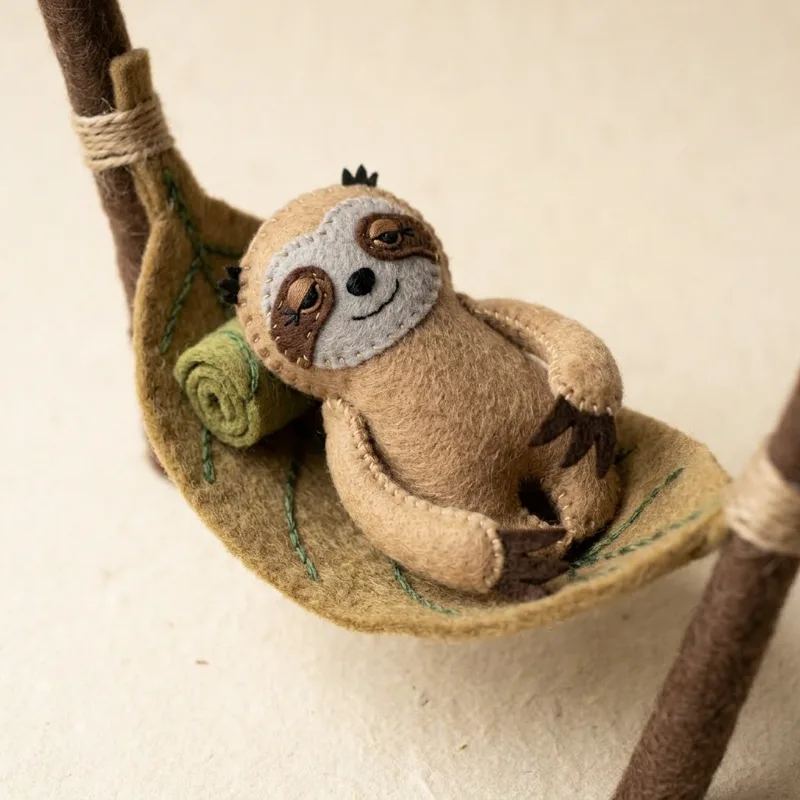 Sleepy Sloth toe puppet in scene