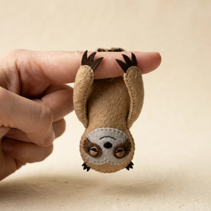 Sleepy Sloth toe puppet detail view