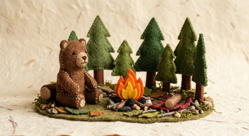 Snuggle Bear toe puppet in scene