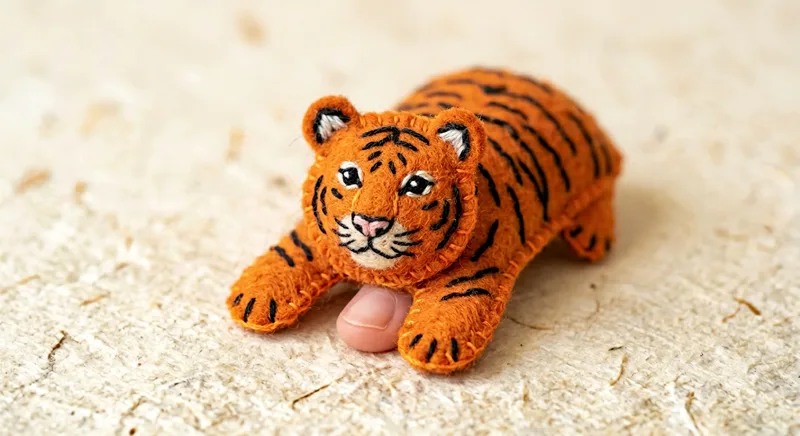 Tiny Tiger toe puppet detail view